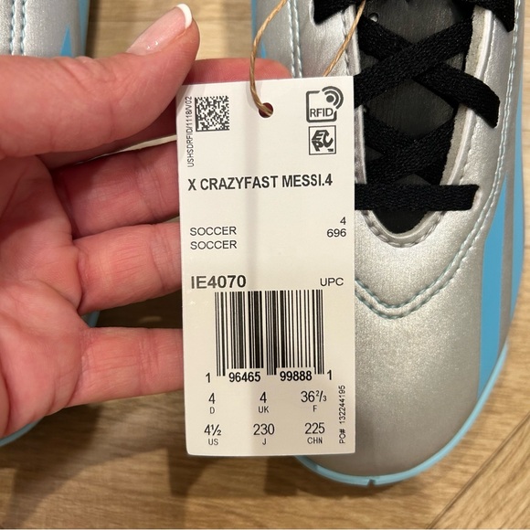 Brand NEW with Tags! Adidas X Crazyfast Messi soccer shoes blue silver black 4.5 - Picture 3 of 13